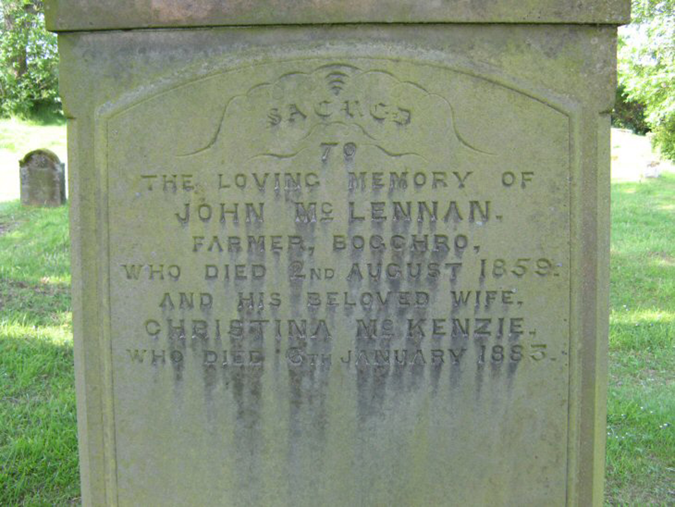 Photo of headstones/John Maclennan died 1859 MI Urray old